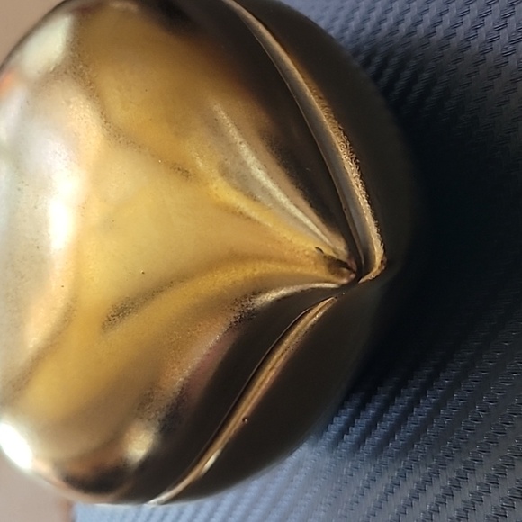 Gold Tone Ceramic Puffy Heart Jewelry Trinket Box - Picture 7 of 7